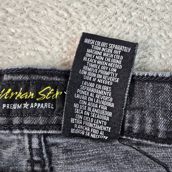 Urban Star Jeans Mens 38x32 Black Gray Stretch Straight Leg Faded Distressed - Picture 9 of 14